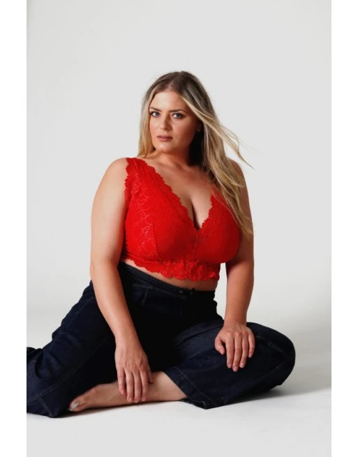 Alice&Jann Elaine Bralette Beha Zonder Beugel - Rood - 9849 2 Alice&Jann Elaine Bralette Beha Zonder Beugel - Rood - 9849 - Afbeelding 2