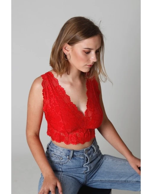 Alice&Jann Elaine Bralette Beha Zonder Beugel - Rood - 9849 4 Alice&Jann Elaine Bralette Beha Zonder Beugel - Rood - 9849 - Afbeelding 4