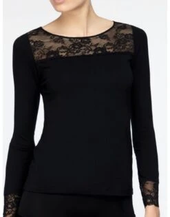 Avet T-Shirt Kant Met Lange Mouwen T. M - XXL - Zwart - 77896