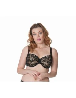 Curvy Kate Vixen Voorgevormde Balconnet Beha Grote Cupmaten - Black/Almond - SG3201