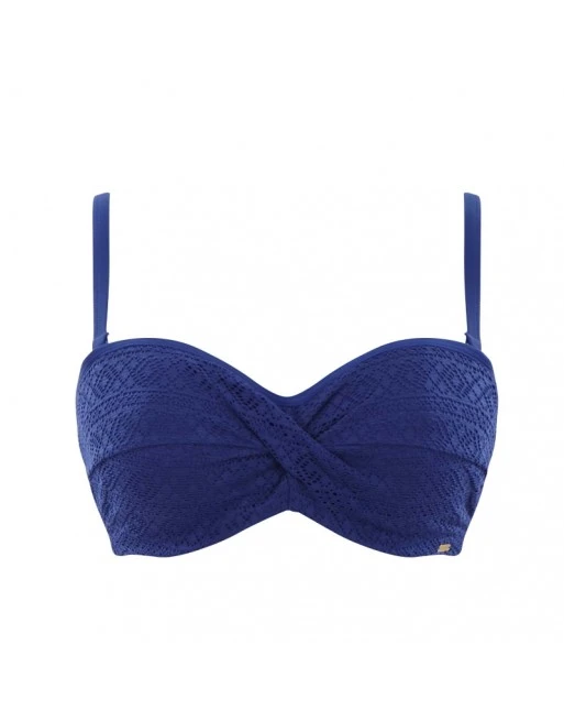 Panache Swim Anya Crochet Twist Bandeau Bikini Beha Grote Cupmaten - French Blue - SW1253 2 Panache Swim Anya Crochet Twist Bandeau Bikini Beha Grote Cupmaten - French Blue - SW1253 - Afbeelding 2