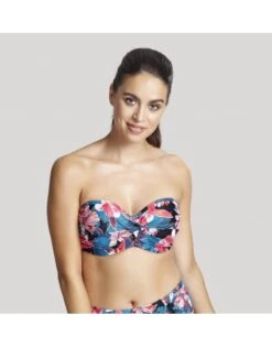 Panache Swim Anya Riva Print Bandeau Bikini BH Kleine En Grote Maten 65-85 Cup D Tot K - Blue Floral - SW1403