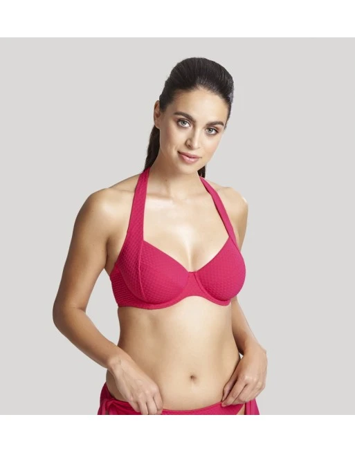 Panache Swim Echo Halter Bikini Beha Grote Cupmaten - Hot Pink - SW1325 1 Panache Swim Echo Halter Bikini Beha Grote Cupmaten - Hot Pink - SW1325