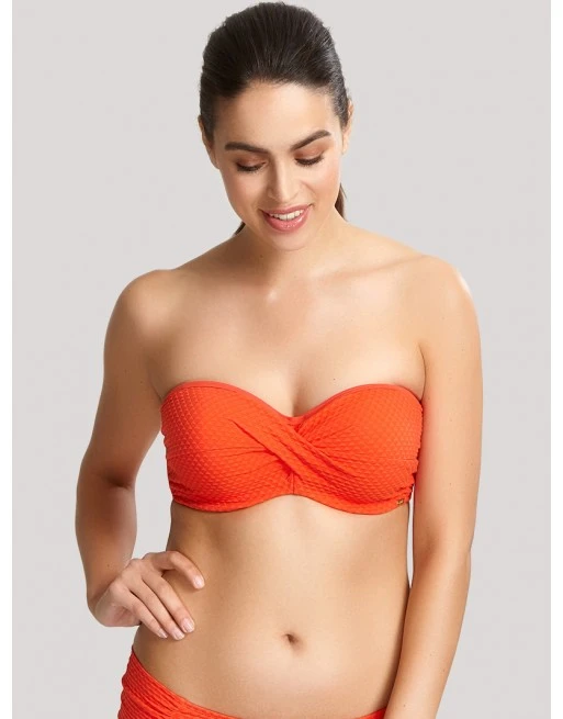 Panache Swim Echo Twist Bandeau Bikini Beha Grote Cupmaten D - K / T. 65-85 - Orange - SW1323 1 Panache Swim Echo Twist Bandeau Bikini Beha Grote Cupmaten D - K / T. 65-85 - Orange - SW1323