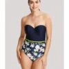 Panache Swim Florentine Strapless Bandeau Badpak Grote Cupmaten - Navy Floral - SW1058
