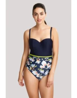 Panache Swim Florentine Strapless Bandeau Badpak Grote Cupmaten - Navy Floral - SW1058 -ondergoed winkel panache swim florentine strapless bandeau badpak grote cupmaten navy floral sw1058 2