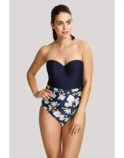 Panache Swim Florentine Strapless Bandeau Badpak Grote Cupmaten - Navy Floral - SW1058 -ondergoed winkel panache swim florentine strapless bandeau badpak grote cupmaten navy floral sw1058 4