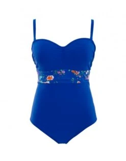 Panache Swim Florentine Strapless Bandeau / Multifunctioneel Badpak Grote Cupmaten - Cobalt Floral - SW1058 -ondergoed winkel panache swim florentine strapless bandeau multifunctioneel badpak grote cupmaten cobalt floral sw1058 1
