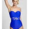 Panache Swim Florentine Strapless Bandeau / Multifunctioneel Badpak Grote Cupmaten - Cobalt Floral - SW1058