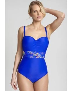 Panache Swim Florentine Strapless Bandeau / Multifunctioneel Badpak Grote Cupmaten - Cobalt Floral - SW1058 -ondergoed winkel panache swim florentine strapless bandeau multifunctioneel badpak grote cupmaten cobalt floral sw1058 3