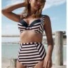 Panache Swim Lucille Bikini Slip Hoge Taille - Navy Stripe - SW1375