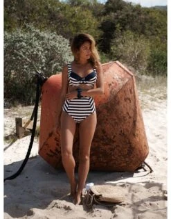 Panache Swim Lucille Bikini Slip Hoge Taille - Navy Stripe - SW1375 -ondergoed winkel panache swim lucille bikini slip hoge taille navy stripe sw1375 7