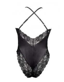 Plaisir Boudoir Bodystocking Grote Maten 50-54 - Black Satin/Black Lace - 2058 -ondergoed winkel plaisir boudoir bodystocking grote maten 50 54 black satinblack lace 2058 3