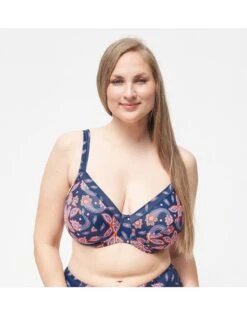Plaisir Paisley Bikini Beha Grote Maten 90-105 Cup C-H - Blue Orange - T0025-19