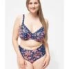 Plaisir Paisley Hoge Bikini Slip Grote Maten 44-52 - T0015-19 - Dark Blue