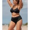 Plaisir Solid Color Bikini Slip Hoge Taille Kleine - Grote Maten 42-56 - Zwart - T0006