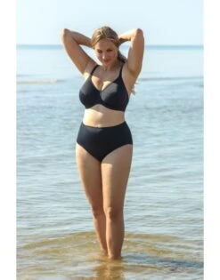 Plaisir Solid Color Bikini Slip Hoge Taille Kleine - Grote Maten 42-56 - Zwart - T0006 -ondergoed winkel plaisir solid color bikini slip hoge taille kleine grote maten 42 56 zwart t0006 3
