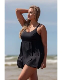 Plaisir Solid Color Tankini Grote Maten 46 - 56 Cup C - H - Zwart - T0049