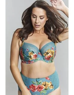 Sculptresse Chi Chi Balconnet BH Grote Cupmaten D - HH / T. 75-105 - Turquoise Floral - 7695 -ondergoed winkel sculptresse chi chi balconnet bh grote cupmaten d hh t 75 105 turquoise floral 7695 2