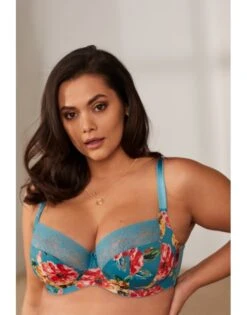 Sculptresse Chi Chi Balconnet BH Grote Cupmaten D - HH / T. 75-105 - Turquoise Floral - 7695