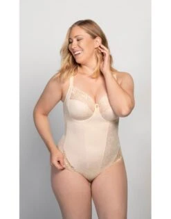 ondergoed winkel 23 Ulla Dessous Jasmin Shapewear Body Kleine En Grote Maten 75-100 Cup B Tot G - Poeder - 2773