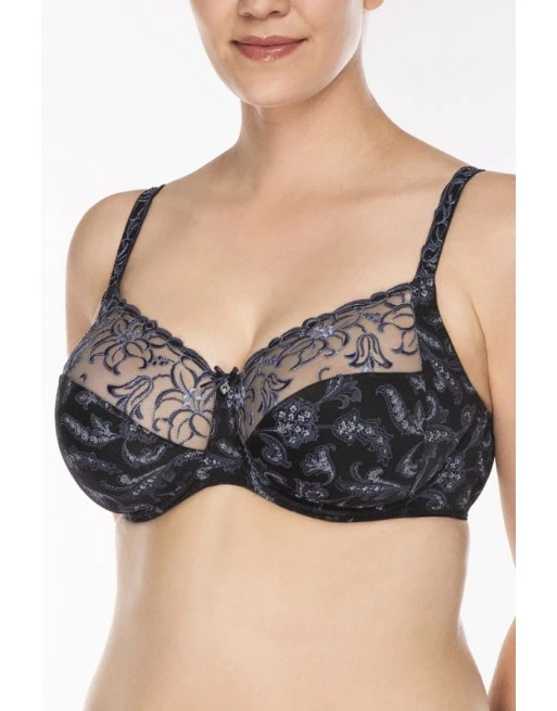 Ulla Dessous Zoë Hele Cup BH Kleine En Grote Maten 70-100 Cup H Tot L - Black/Blue - 4125 3 Ulla Dessous Zoë Hele Cup BH Kleine En Grote Maten 70-100 Cup H Tot L - Black/Blue - 4125 - Afbeelding 3